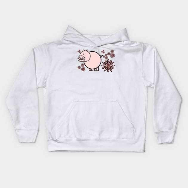 Pink pig Kids Hoodie by andersonartstudio